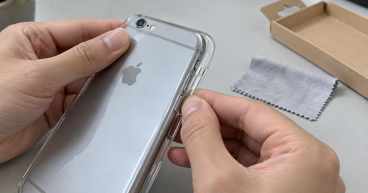 Ốp Lưng iPhone 6s Plus: Cách Chọn Mẫu Phù Hợp, Dễ Dùng Đôi tay thử lắp ốp trong vào điện thoại kiểu dáng iPhone 6s Plus, quan sát camera và các vị trí phím bấm.