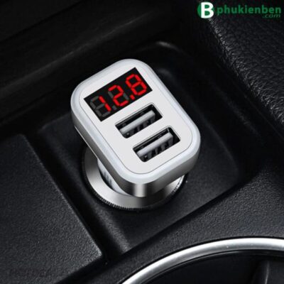Tẩu sạc ô tô Hoco Z3 2 cổng USB có màn hình hiển thị - Ảnh 4