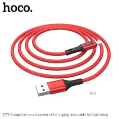 Cáp Hoco U79 Lightning 1.2M - Ngắt điện thông minh đỏ