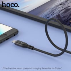 Cáp Hoco U79 Type C - 1.2M - Ngắt điện thông minh đen