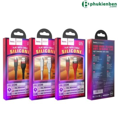 Cáp Sạc nhanh 2.4A chống đứt 1.2m Hoco U72 Micro