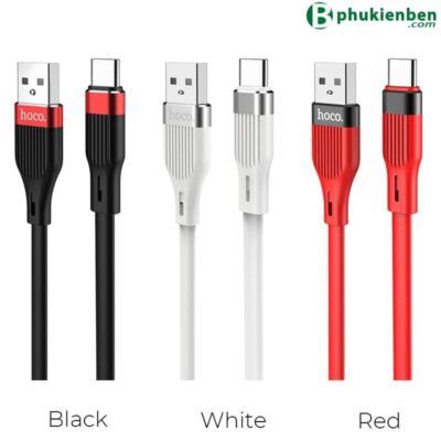 Cáp Sạc nhanh 2.4A chống đứt 1.2m Hoco U72 Type C ba mầu
