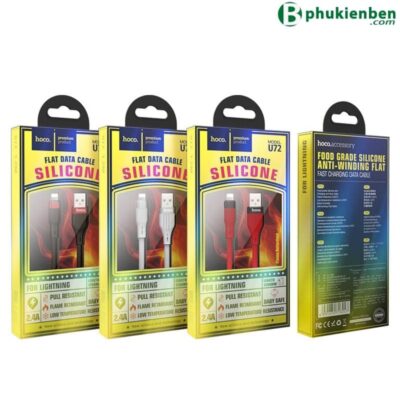 Cáp Sạc nhanh 2.4A chống đứt 1.2m Hoco U72 lightning