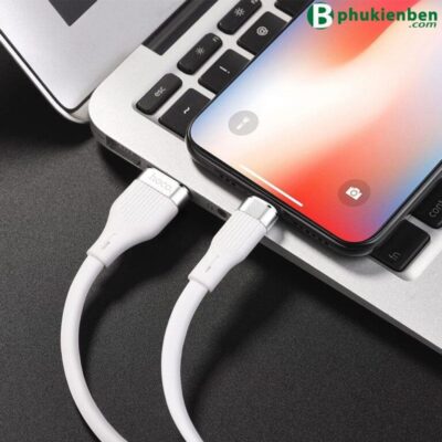Cáp Sạc nhanh 2.4A chống đứt 1.2m Hoco U72 lightning Cáp Sạc nhanh 2.4A chống đứt 1.2m Hoco U72 lightning trắng