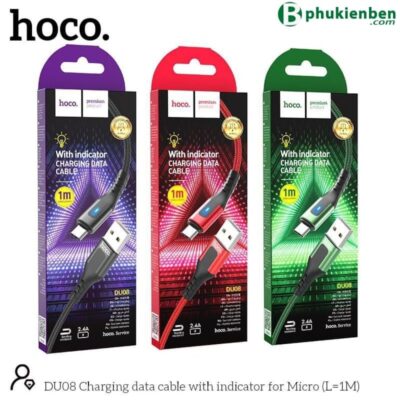 Cáp sạc dù báo đèn Hoco DU08 Micro 1m