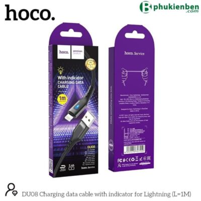Cáp sạc dù báo đèn Hoco DU08 lightning 1m