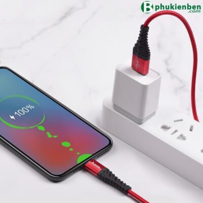Cáp sạc nhanh 3A 1m Hoco X38 Micro đỏ cắm sạc