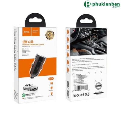 Tẩu sạc trên xe hơi ô tô HOCO Z32A sạc nhanh 18w