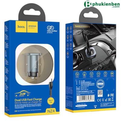 Tẩu sạc xe hơi Hoco NZ4 dong 24W có 2 cổng USB