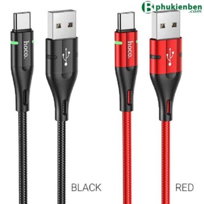 Cáp sạc chuyển dữ liệu Hoco U93 type c đen đỏ