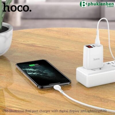 Bộ Củ Cáp Sạc Hoco C86 Lightning - Sạc Báo Đèn - Ảnh 2