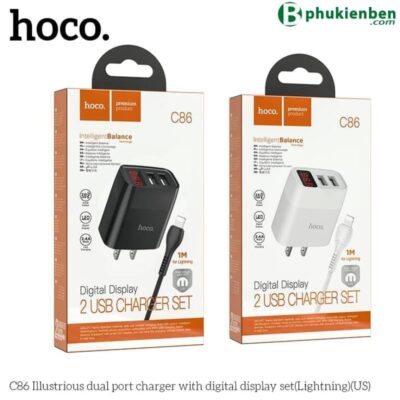 Bộ Củ Cáp Sạc Hoco C86 Lightning - Sạc Báo Đèn