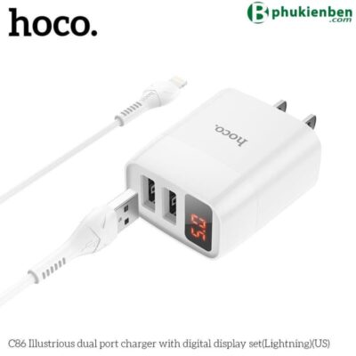 Bộ Củ Cáp Sạc Hoco C86 Lightning - Sạc Báo Đèn - Ảnh 4