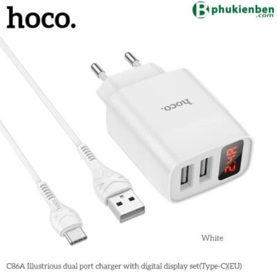 Bộ củ cáp sạc C86A type C báo đèn - Ảnh 2