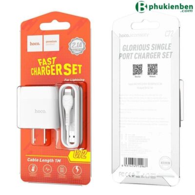 Bộ củ cáp sạc nhanh Hoco C72Q lightning 18W