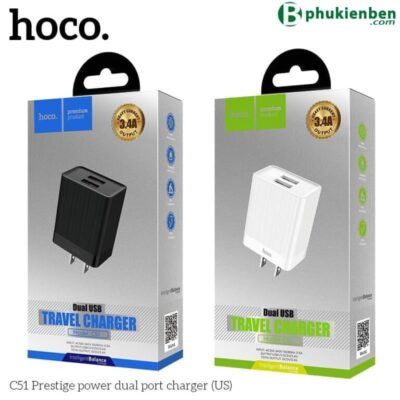 Củ Sạc Nhanh 2 Cổng Hoco C51A và C51 - (3.4A)