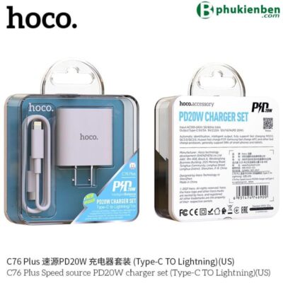 Set củ sạc Type C sang lightning C76 HOCO