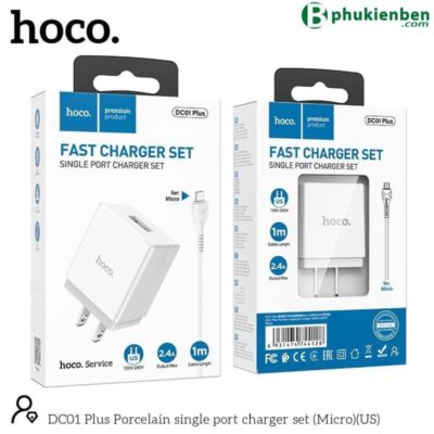 Bộ củ cáp sạc Hoco DC01 plus lightning