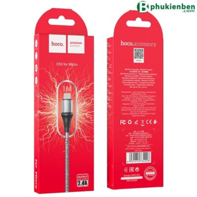 Cáp Sạc Dữ Liệu Hoco X50 Micro USB 2.4A Dài 1M