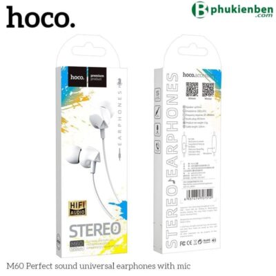 Tai nghe Hoco M60 jack 3.5mm có mic, dây 1,2m