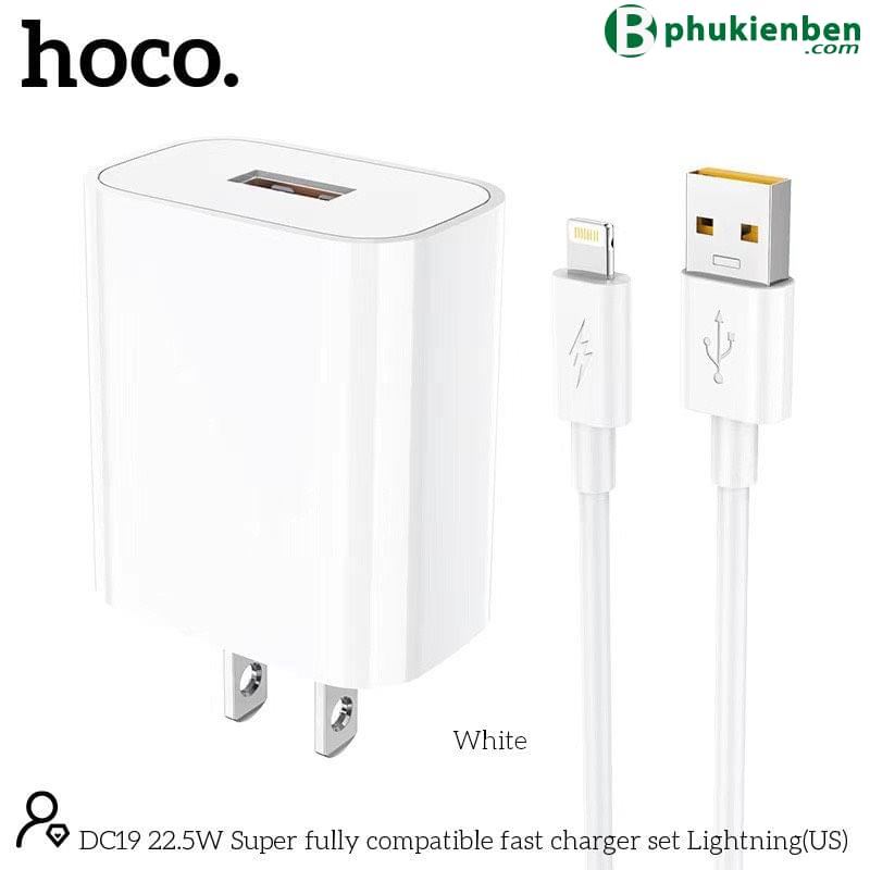 Bộ Sạc Hoco DC19 Lightning (22,5W - 5A)- Hỗ trợ sạc nhanh QC3.02 Bộ Sạc Hoco DC19 Lightning đảm bảo sạc nhanh hơn