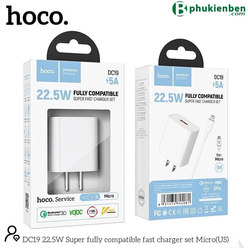 Bộ Sạc Hoco DC19 Micro (22,5W - 5A)- Hỗ trợ sạc nhanh QC3.01 Bộ Sạc Hoco DC19 Micro có thiết kế nhỏ gọn, dễ dàng mang theo bất kỳ nơi nào bạn đi