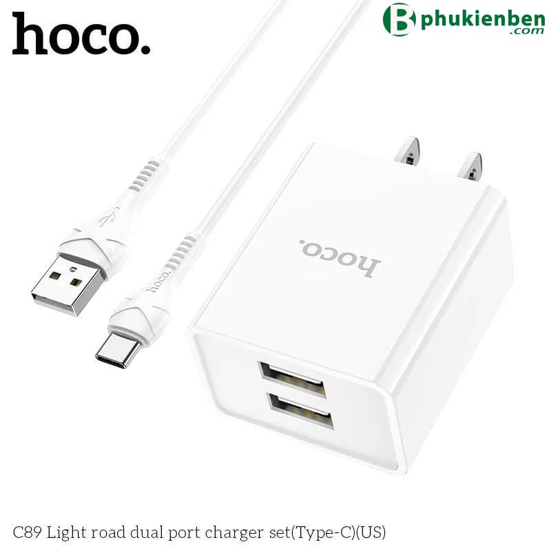 Bộ củ cáp sạc Hoco C89 typeC3 Sản phẩm này có khả năng chống đứt và chống rách đáng kể