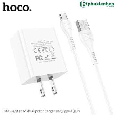 Bộ củ cáp sạc Hoco C89 typeC Bộ củ cáp sạc Hoco C89 Type-C là một sản phẩm sạc tiên tiến từ nhà sản xuất Hoco