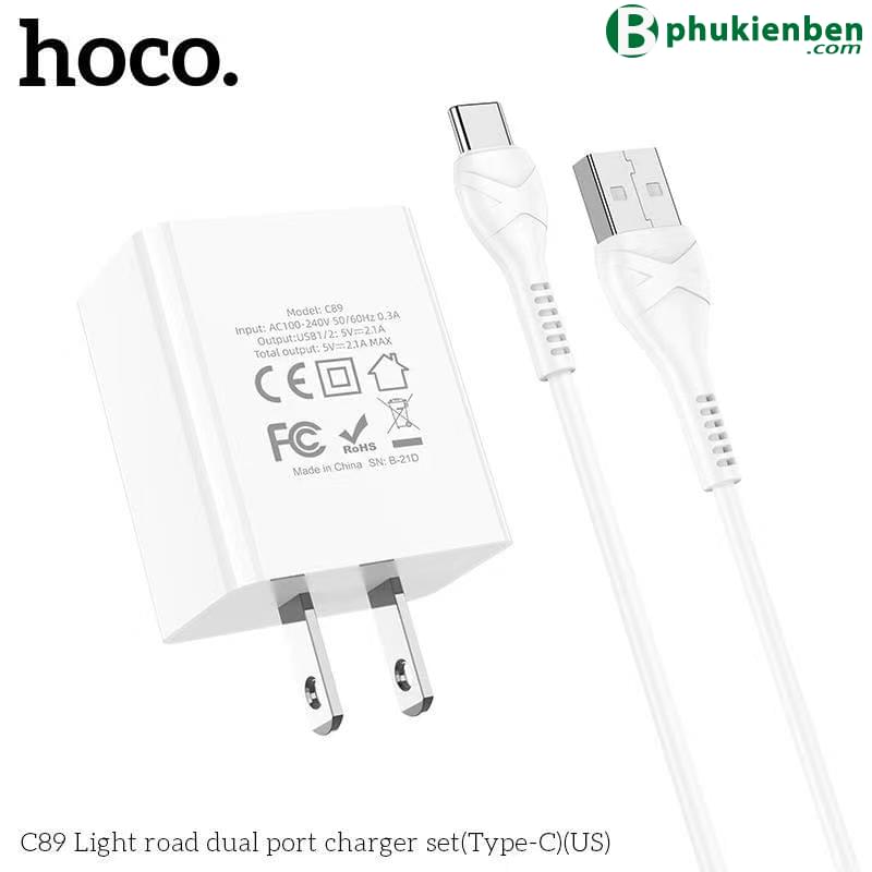 Bộ củ cáp sạc Hoco C89 typeC7 Bộ củ cáp sạc Hoco C89 Type-C là một sản phẩm sạc tiên tiến từ nhà sản xuất Hoco