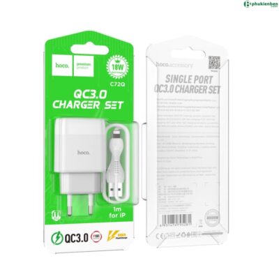 Bộ củ cáp sạc nhanh Hoco C72Q lightning 18W
