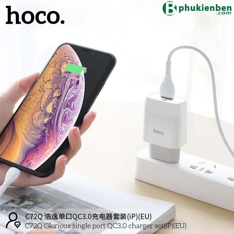 Bộ củ cáp sạc nhanh Hoco C72Q lightning 18W08 Bộ Củ Cáp Sạc Nhanh Hoco C72Q Lightning 18W tương thích với nhiều thiết bị của Apple