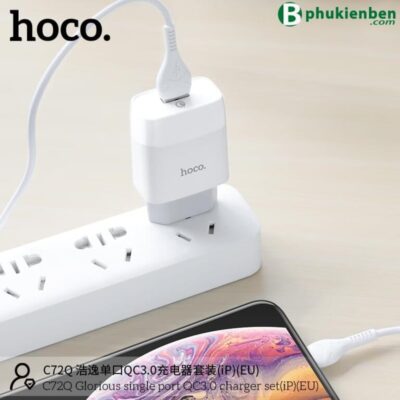 Bộ củ cáp sạc nhanh Hoco C72Q lightning 18W - Ảnh 8