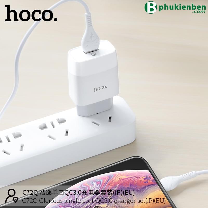 Bộ củ cáp sạc nhanh Hoco C72Q lightning 18W09