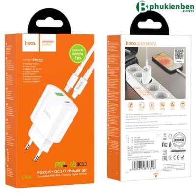 Bộ củ cáp sạc nhanh Hoco C95A Lightning PD20W QC3.0