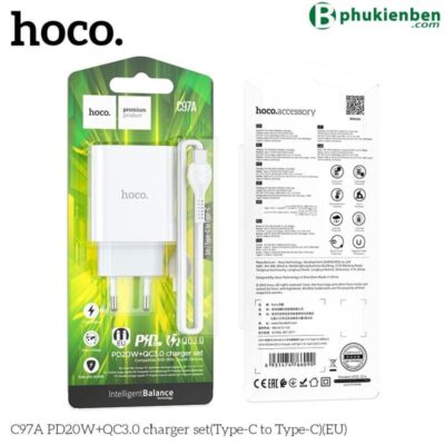Bộ Củ Cáp Sạc Nhanh Hoco C97A PD20W QC3.0 Type-C Kèm Dây