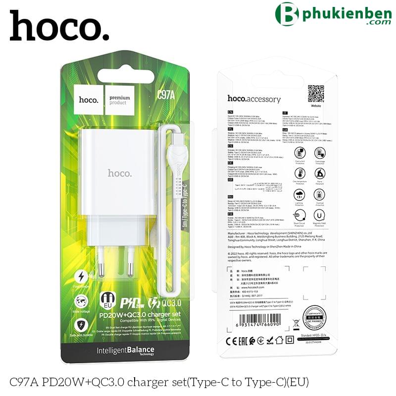 Bộ củ cáp sạc nhanh Hoco C97A typeC PD20W QC3.01