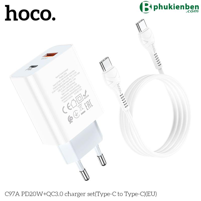 Bộ củ cáp sạc nhanh Hoco C97A typeC PD20W QC3.02
