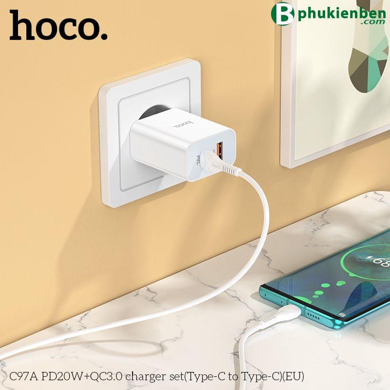 Bộ củ cáp sạc nhanh Hoco C97A typeC PD20W QC3.05 Hoco C97A cho phép bạn sạc nhanh các thiết bị di động của bạn