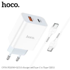 Hoco C97A TypeC PD20W QC3.0 là sự kết hợp hoàn hảo giữa hiệu suất vượt trội và thiết kế thời thượng