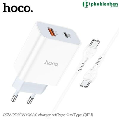 Hoco C97A TypeC PD20W QC3.0 là sự kết hợp hoàn hảo giữa hiệu suất vượt trội và thiết kế thời thượng