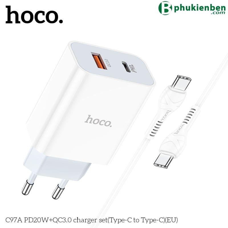 Bộ củ cáp sạc nhanh Hoco C97A typeC PD20W QC3.06 Hoco C97A TypeC PD20W QC3.0 là sự kết hợp hoàn hảo giữa hiệu suất vượt trội và thiết kế thời thượng