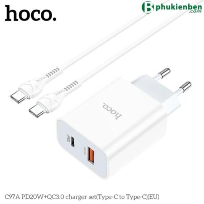 Bộ Củ Cáp Sạc Nhanh Hoco C97A PD20W QC3.0 Type-C Kèm Dây - Ảnh 2