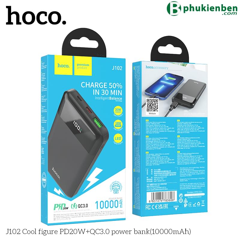Pin sạc dự phòng sạc nhanh Hoco J102 PD20W QC3.0 10.000mAh6