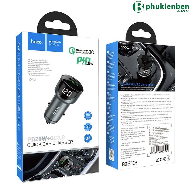 Tẩu oto Hoco Z42 Cổng đơn QC3.010