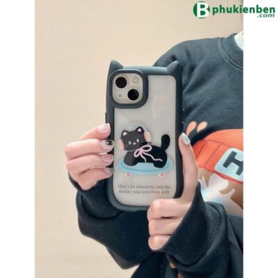 Ốp lưng Mèo in hình viền silicon