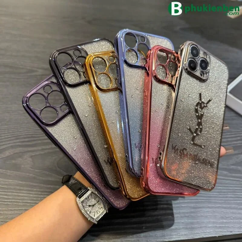 Ốp Lưng Thương Hiệu YSL Đá Nhũ