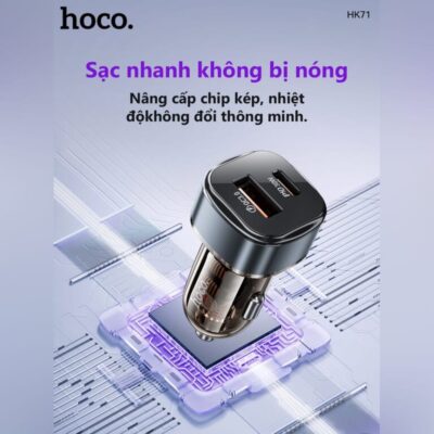 Cốc sạc ô tô cổng kép Hoco HK71 PD30W + QC18W - Ảnh 6