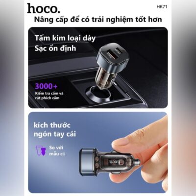 Cốc sạc ô tô cổng kép Hoco HK71 PD30W + QC18W - Ảnh 10