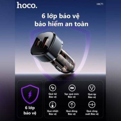 Cốc sạc ô tô cổng kép Hoco HK71 PD30W + QC18W - Ảnh 11