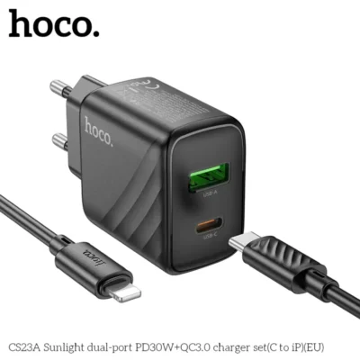 Bộ Sạc Hai Cổng Hoco Sunlight CS23A PD30W + QC3.0 (C to Lightning) – Đẳng Cấp Sạc Nhanh Cho iPhone - Ảnh 4